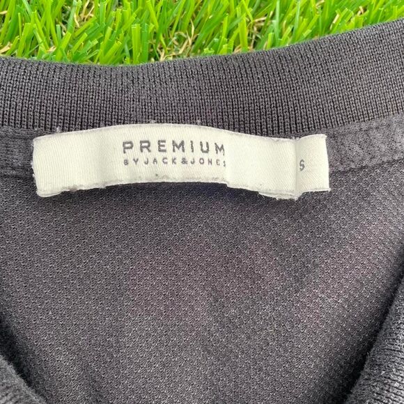 Premium Jack & Jones black long sleeve polo shirt 100% cotton - Picture 2 of 7